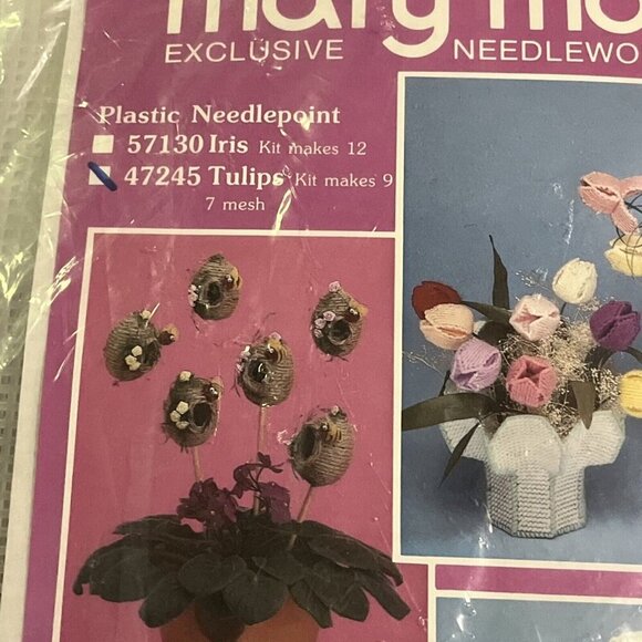 Mary Maxim Plastic Needlepoint Pansies Kit Spring Craft No 78219 - Picture 4 of 8